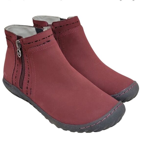 NWT JBU Juno Maroon Ankle Boots with Black Soles size 8 - Picture 1 of 8